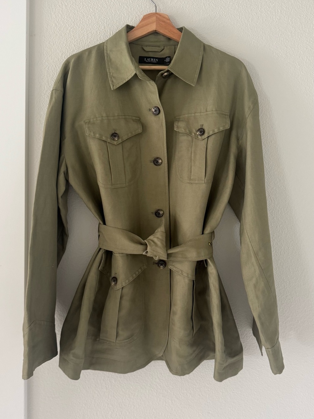 Lauren Ralph Lauren Women's Linen-Blend Twill Field Jacket Light Agave - Size 10